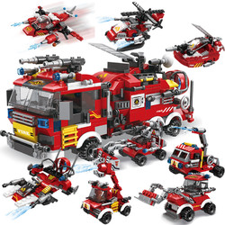 汇奇宝 拼装积木模型 城市消防系列 整套八盒806颗粒