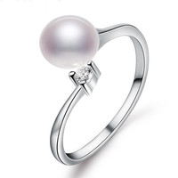 瑞妮莎 米形淡水珍珠戒指 可调节设计款 百搭时尚女戒尾戒