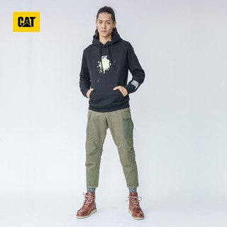 CAT/卡特2020秋冬新款卫衣男士泼墨印花环保主题连帽卫衣专柜同款（M、黑色）