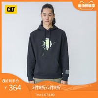 卡特彼勒CAT/卡特2020秋冬新款卫衣男士泼墨印花环保主题连帽卫衣专柜同款(XL、黑色)