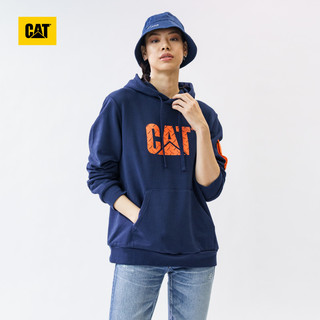 【男女同款】CAT/卡特2020秋冬新款卫衣logo印花休闲连帽套头衫（S、橘红色）