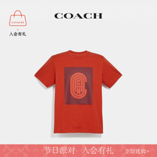 COACH/蔻驰男士经典COACH标志印花T恤短袖 芒果色 M