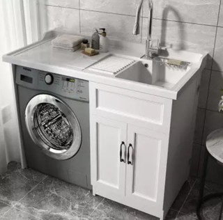 Micoe 四季沐歌 M-GXT1001(12)-R 洗衣机+洗手台套装 1.2右盆 系列1-太空铝 优雅白