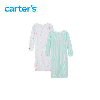 Carters婴儿睡袋纯棉新生儿睡裙宝宝睡衣2件装新生儿连体衣家居服（90cm 、粉红色）1H376510