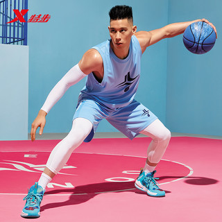 特步林书豪【轻羽】男鞋运动鞋2020新款透气鞋耐磨高帮实战篮球鞋（43、兰）