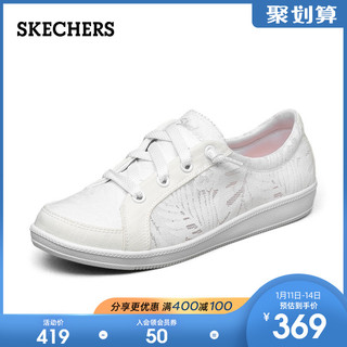 Skechers斯凯奇一脚蹬鞋街拍帆布鞋板鞋女士天使鞋小白鞋100047（37、黑色/白色/BKW）