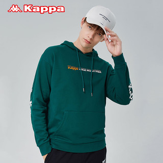 Kappa卡帕串标套头帽衫新款情侣男女落肩卫衣宽松休闲外套（M、葱茏绿-3602）