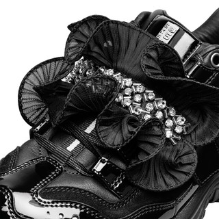 Skechers斯凯奇女子时髦闪钻厚底户外老爹鞋鞋休闲运动鞋7149248（35.5、全黑色/BBK）