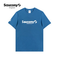 Saucony索康尼2020夏季新款男子LOGO印花休闲时尚短袖T恤男 380229110064（M、黑色）
