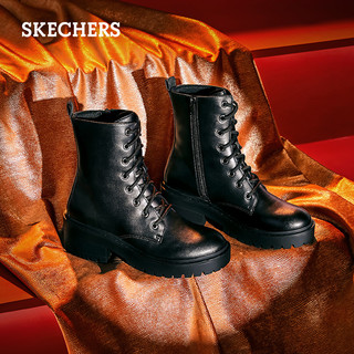 Skechers斯凯奇2020新款秋冬短靴高跟鞋厚底马丁靴女（40、49056全黑色/BBK）