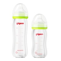 Pigeon 贝亲 经典自然实感系列 玻璃奶瓶套装 160ml+240ml 绿色 SS 0-1月/M 3-6月