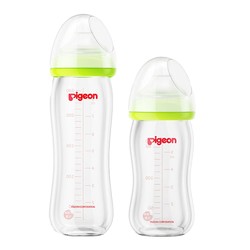 Pigeon 贝亲 婴儿宽口玻璃奶瓶套装160ml*1支+240ml*1支 母乳实感