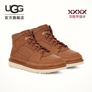 UGG 2020秋冬季新款男士经典系列皮革拼接条款中帮徒步运动靴雪地靴1112384 CHE  栗子棕色 42