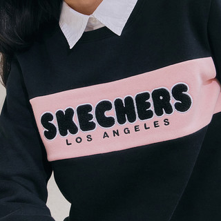 Skechers斯凯奇秋冬新品女子时尚休闲运动加绒短款卫衣L420W017（M、碳黑/0018）