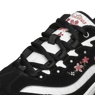 Skechers斯凯奇秋冬新款女鞋休闲运动鞋ins潮熊猫鞋厚底老爹鞋子 66666325（35.5、黑色 /BLK）