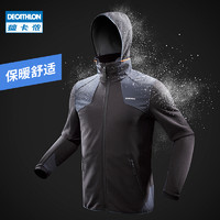 DECATHLON 迪卡侬 旗舰店厚款摇粒绒户外运动加厚登山外套开衫冬男抓绒衣QUMM（S、橘色）