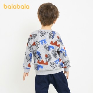 巴拉巴拉男童T恤宝宝打底衫长袖上衣儿童冬装新加绒满印洋气（灰蓝色调0328、130cm ）