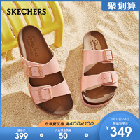 Skechers斯凯奇新款女士可外穿时尚方扣凉拖鞋休闲沙滩鞋163030（38、黑色/BLK）