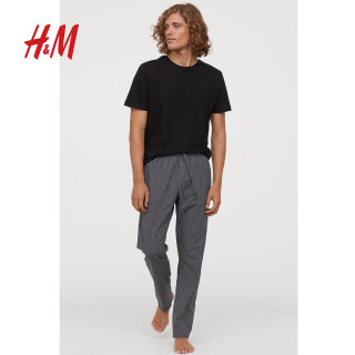 H M家居睡衣 Hm 男装家居服春装新款宽松睡裤格纹棉质休闲裤子男 170 a 蓝色 白色格纹 报价价格评测怎么样 什么值得买