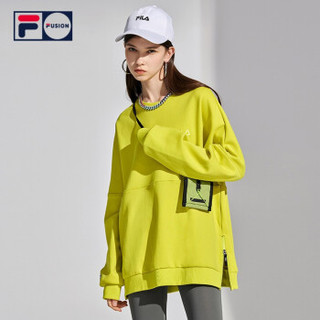 FILA  斐乐男装 FUSION系列官方情侣套头卫衣 2021春季新款拼接设计卫衣女商场同款 硫磺绿-YE 170/92A/M *3件