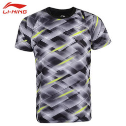 李宁LINING新品T恤短袖运动健身速干透气比赛上衣文化衫 AAYP281-3 黑色 L *3件