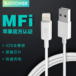 睿能宝（RAVPower）苹果数据线MFI认证 iPhoneXs Max/xr/x/8/7/6充电线 1米