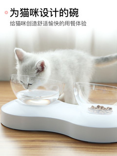 小壹猫碗双碗自动饮水猫粮碗斜口单碗保护颈椎防打翻水碗猫咪食盆