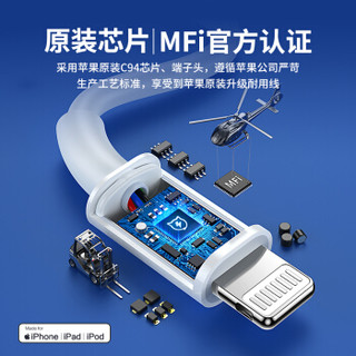 闪魔 MFi认证 USB-C苹果PD20W快充数据线适用iPhone12/11 /X/XR/8P/7 苹果PD快充数据线1.5m