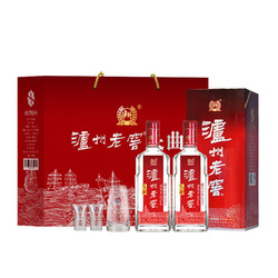 LUZHOULAOJIAO 泸州老窖 头曲礼盒装 55度 浓香型 625ml*2瓶 内含酒具 送礼（2021版富贵吉祥 整体礼盒）