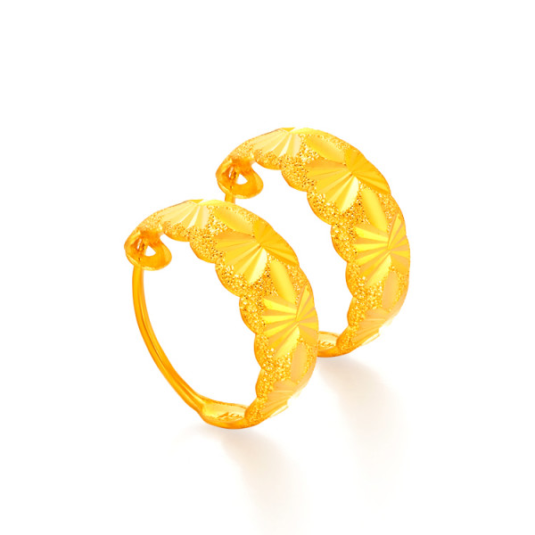 商品chow tai fook 周大福 f217765 女士车花足金耳环 1.8g