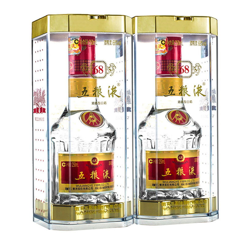 WULIANGYE 五粮液68 68%vol 浓香型白酒250ml*2瓶双支装【报价价格评测