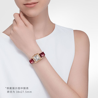 Cartier卡地亚Santos-Dumont系列腕表 玫瑰金钻石鳄鱼皮表带手表