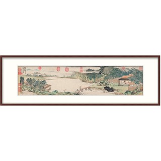 橙舍 上睿《携琴访友图》40cm x 120cm 国画装饰画 山水画茶室挂画