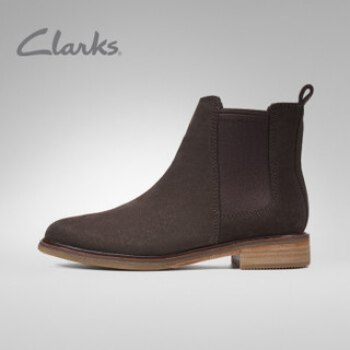 Clarks其乐女鞋ClarkdaleLoHot休闲圆头切尔西靴短靴 深棕色261467154 37.5