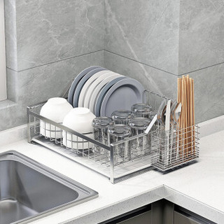 DELWINS 304不锈钢碗架 台面沥水碗碟架 厨房置物架收纳用品晾放碗盘架子 K-804S 碗碟架 小号款（单个）