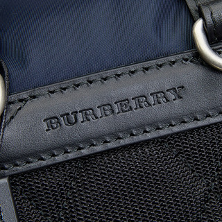 BURBERRY 博柏利 女士织物配皮抽绳翻盖军旅双肩背包80067191 墨蓝色 小号