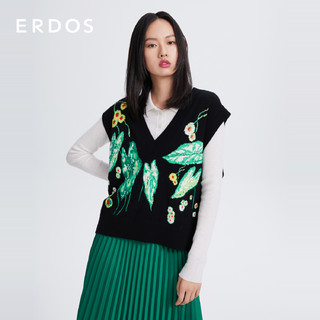 ERDOS 21早春新品刘雯同款立体花色提花V领宽松版型女背心