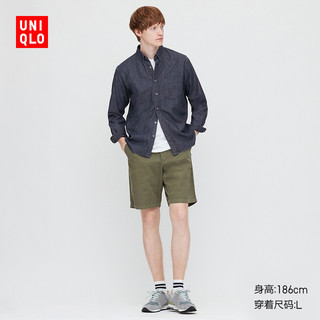 限尺码：UNIQLO 优衣库 425057 男士纯棉长袖牛仔衬衫