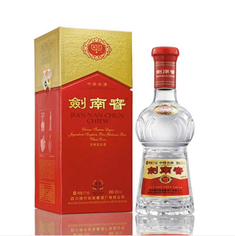 剑南春水晶剑52vol浓香型白酒375ml单瓶装