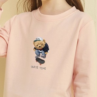 Nan ji ren 南极人 儿童滑板小熊圆领洋气套头卫衣 粉色 160cm
