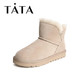 Tata/他她2020冬季新款商场同款雪地靴保暖加厚时尚女靴WDF05DD0 杏色（半绒半毛） 37