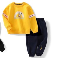 【加绒保暖】秋季童装婴儿加厚摇粒绒运动卫衣套装女童套装 130 黄色