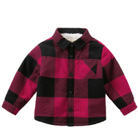 dave&bella 戴维贝拉 男童加绒格子衬衫 DB16145 红色 140cm