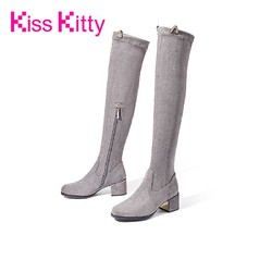 Kiss Kitty2020冬季新款猫耳朵弹力显瘦过膝长靴