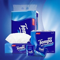 得宝（Tempo）抽纸4层90抽4包加手帕纸12包 纸巾天然无香软抽面巾餐巾加赠手帕纸