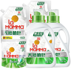 la mamma 妈妈壹选 天然皂液1kg*2瓶+1kg*2袋 *2件
