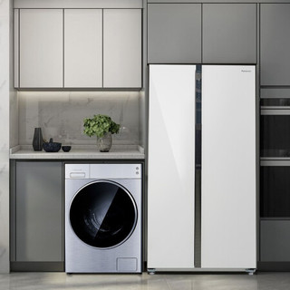 Panasonic 松下 冰箱洗衣机套装 NR-EW58G1-XW变频对开门冰箱 570L 珍珠白 XQG100-L165洗衣机 10kg 银色
