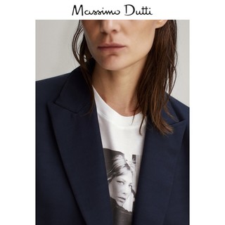 秋冬折扣 Massimo Dutti女装 海军蓝双排扣短款宽肩西装外套 06031931401