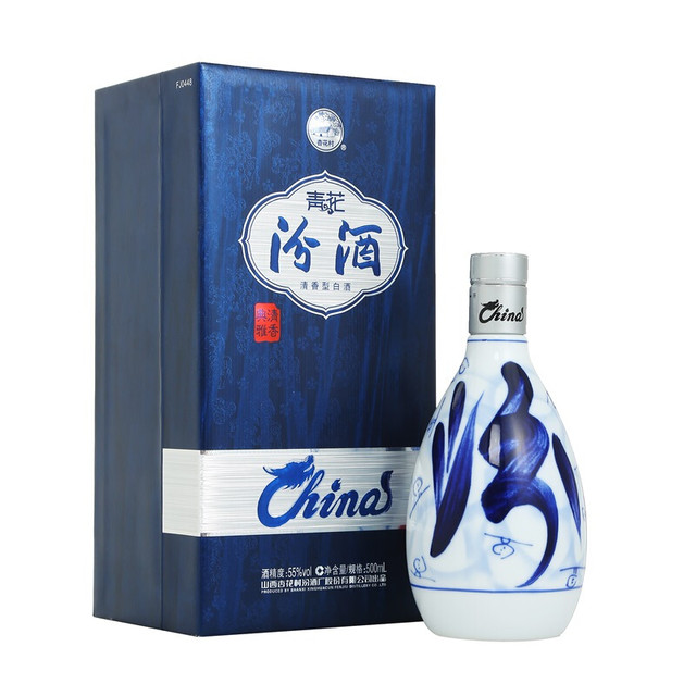 汾酒青花汾酒中国装55%vol 清香型白酒500ml 单瓶装【报价价格评测怎么