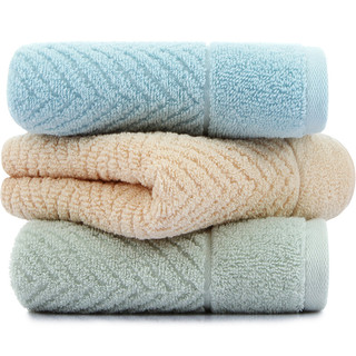SANLI 三利 三利 纯棉A类标准简约素雅毛巾超值3条装 34×71cm 每条均独立包装 豆绿+浅咖+浅蓝